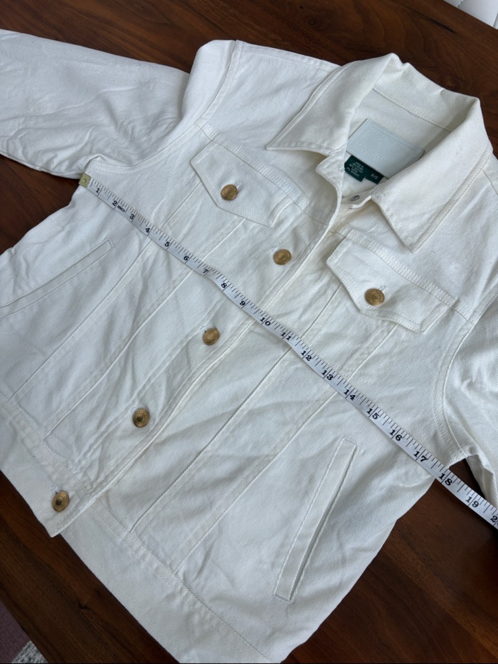 Lauren Jeans Co. Ralph Lauren Off-White Stretch Denim Jacket Petite Small - Picture 7 of 8